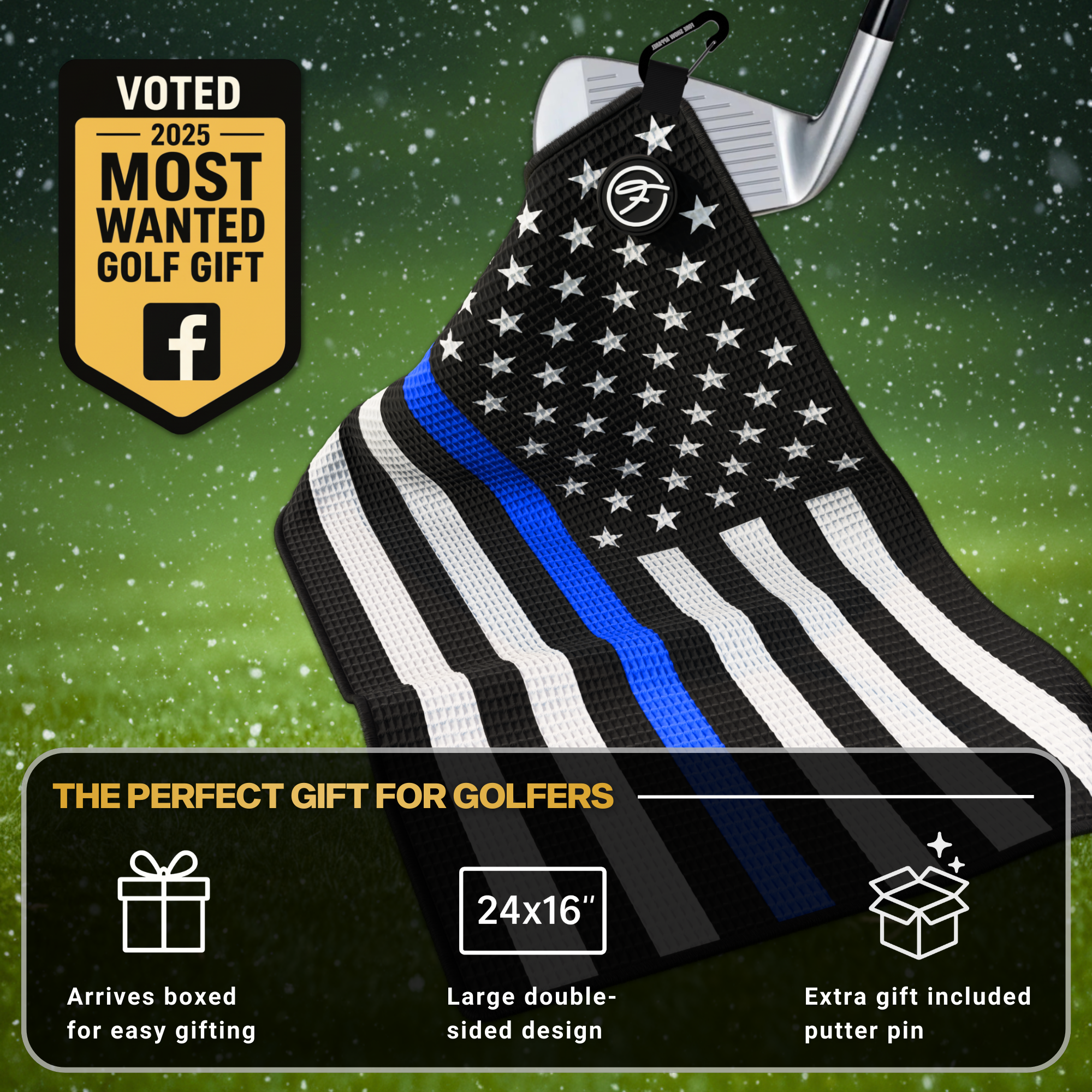 FLAG MAGNETIC GOLF TOWELS