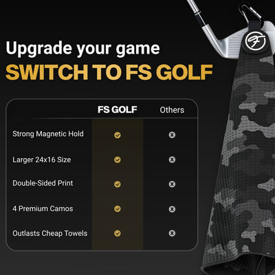 BLACK CAMO MAGNETIC GOLF TOWEL