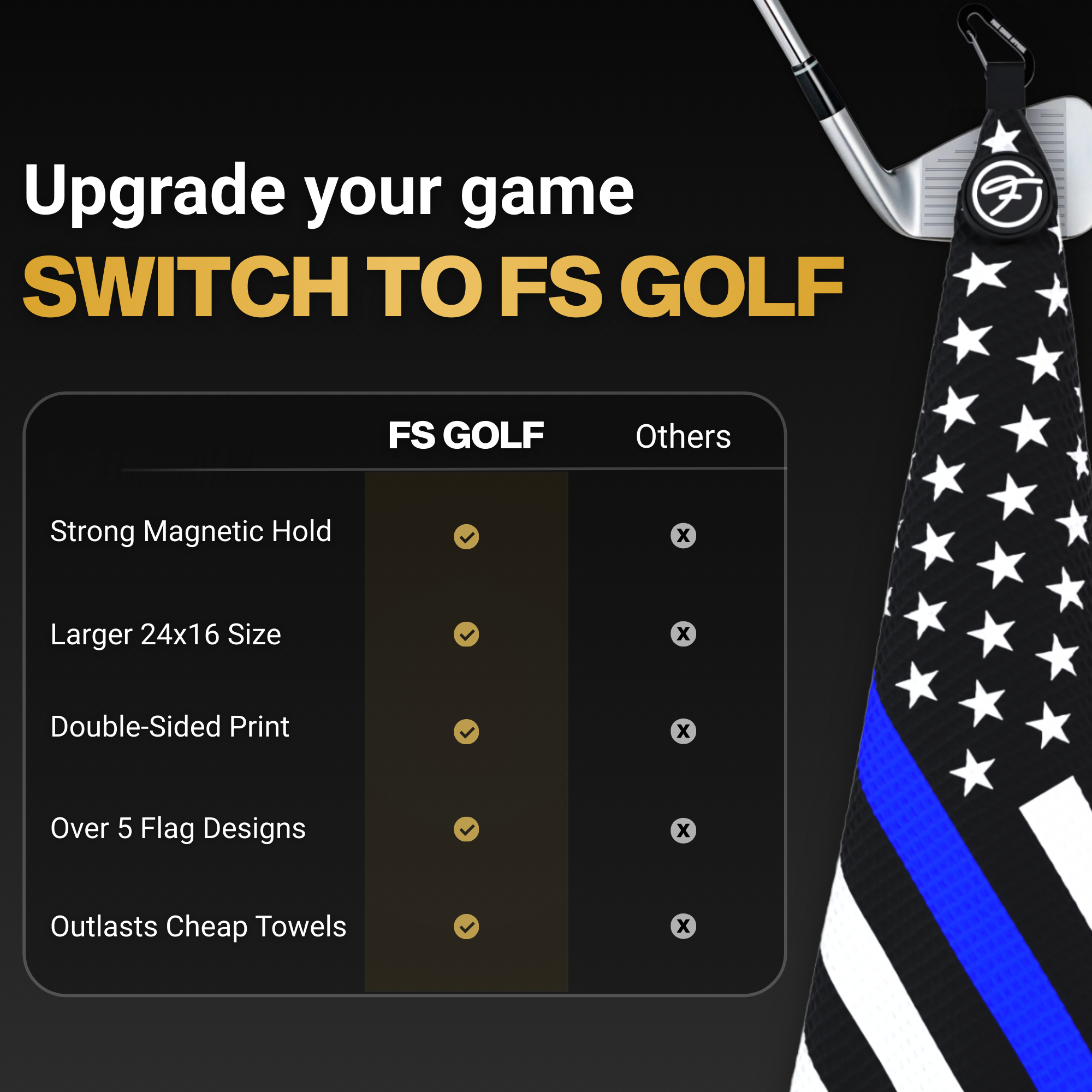 FLAG MAGNETIC GOLF TOWELS