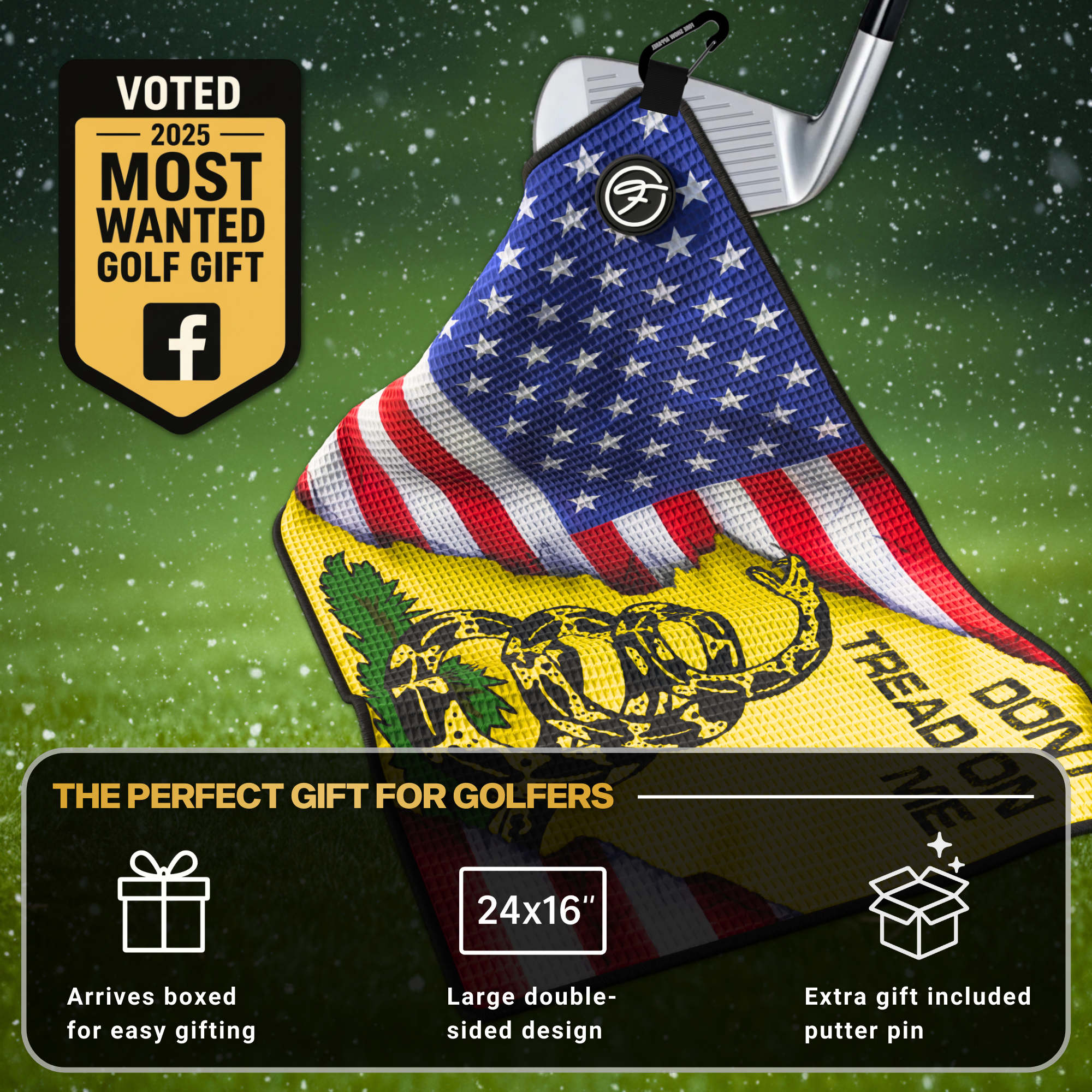 FLAG MAGNETIC GOLF TOWELS