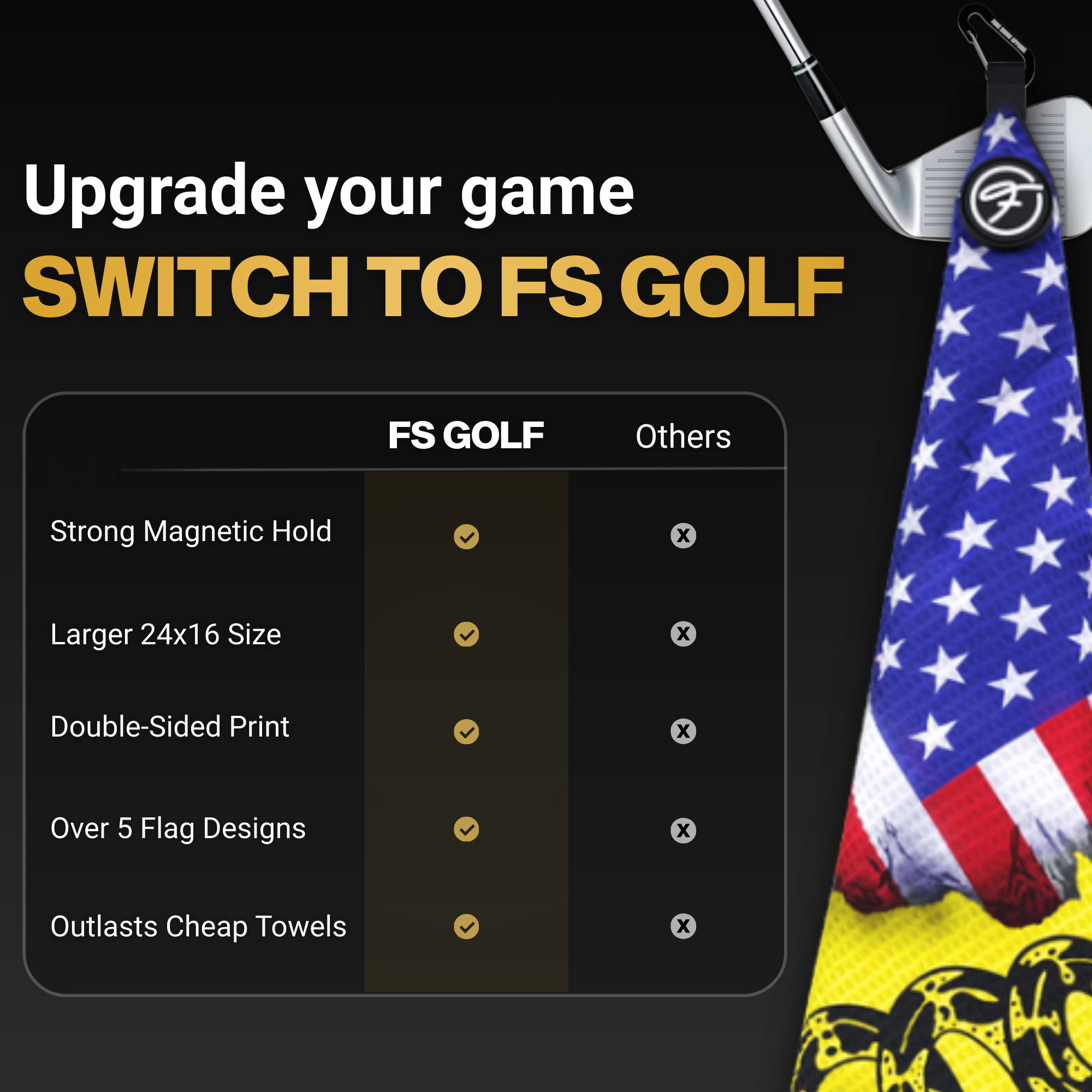 FLAG MAGNETIC GOLF TOWELS