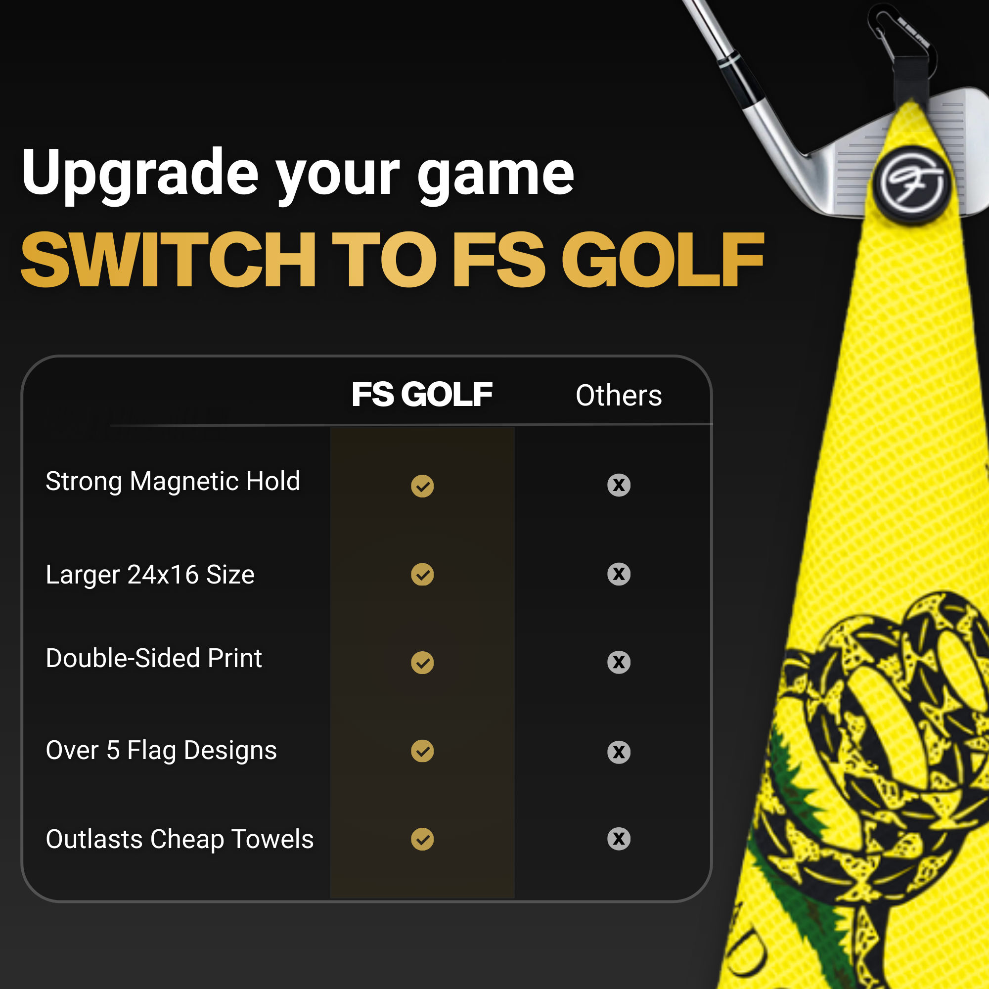 FLAG MAGNETIC GOLF TOWELS