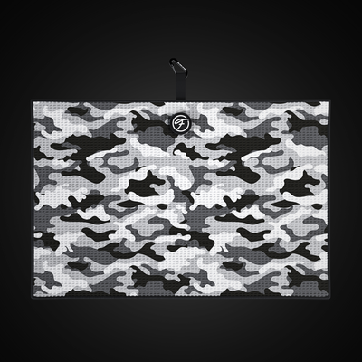 WHITE CAMO MAGNETIC GOLF TOWELS